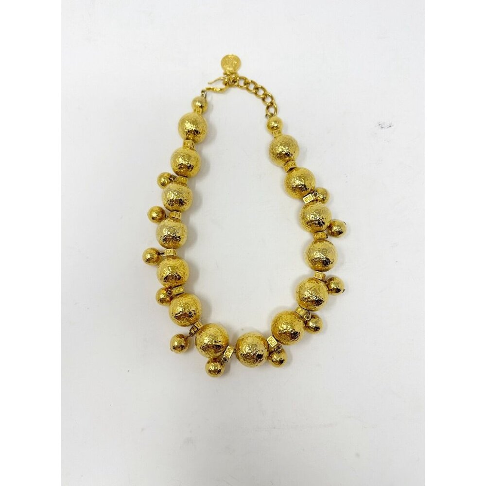 Fendi Vintage Italy Gold Plated Metal FF Logo Bead Collar‎ Necklace Adjustable - Picture 3 of 8